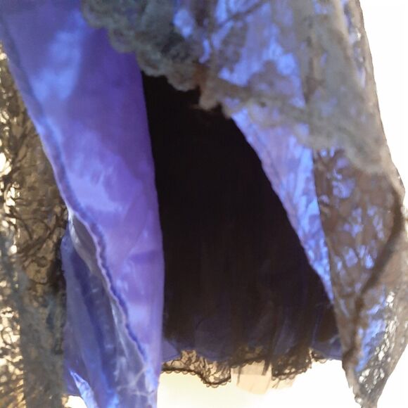 Vtg 7 GUNNE SAX Jessica McClintock Lace Prom Dress Party Gown Blue/Black DAMAGED - Picture 12 of 13